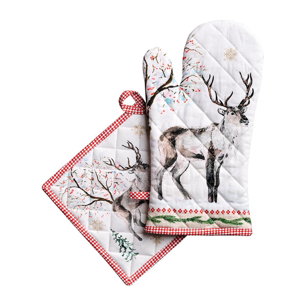Rural Christmas Oven Mitts + Pot Holders