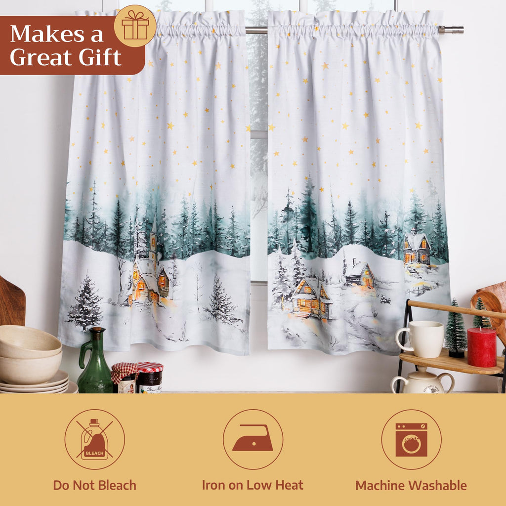Neige de noel Kitchen Curtains