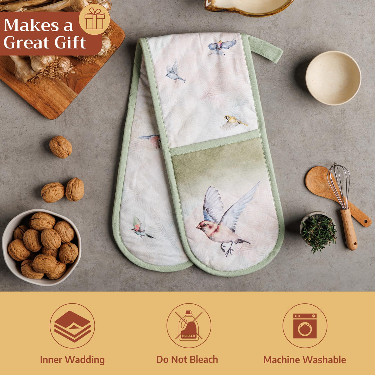 Flying Birds Double Oven Mitts