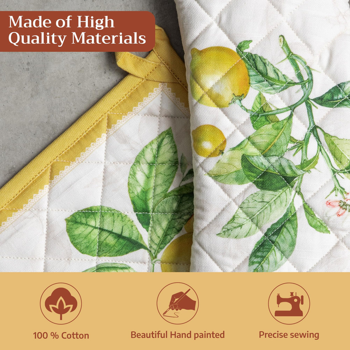 Limoncello Oven Mitts + Pot Holders