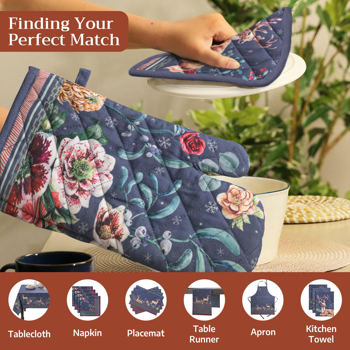 Christmas Joy Oven Mitts + Pot Holders