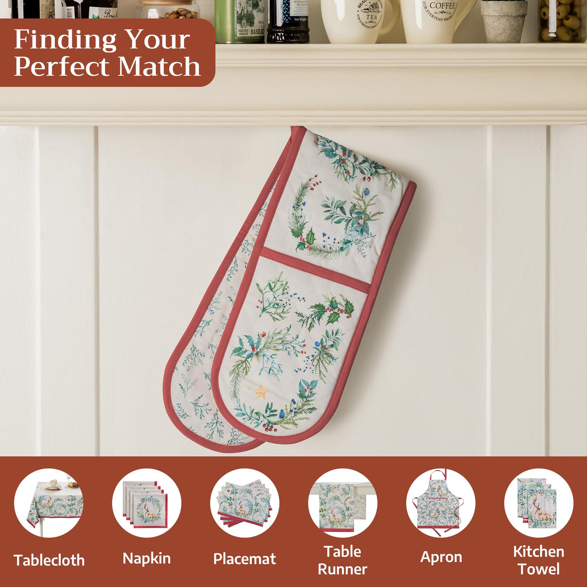 Holly Time Double Oven Mitts