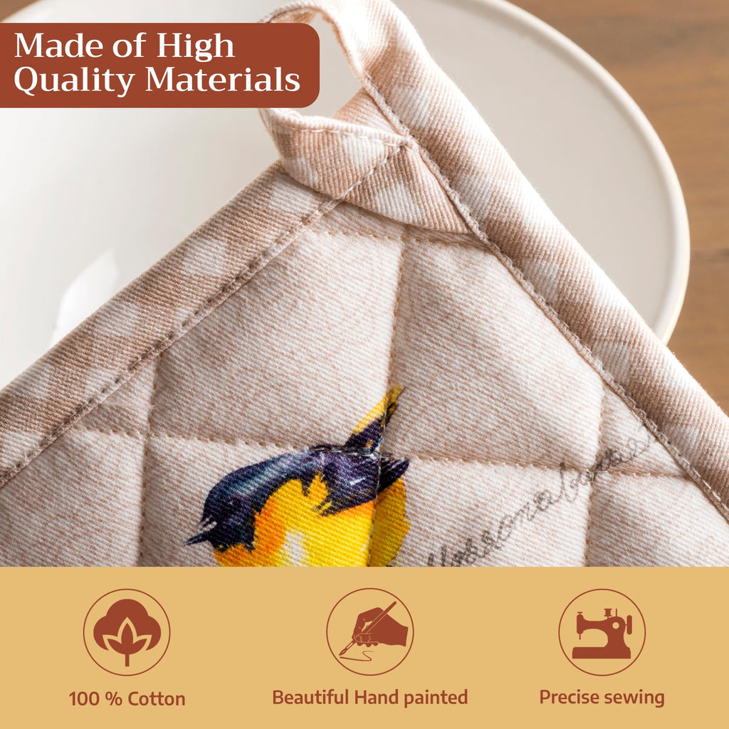 Birdies on Wire Oven Mitts + Pot Holders