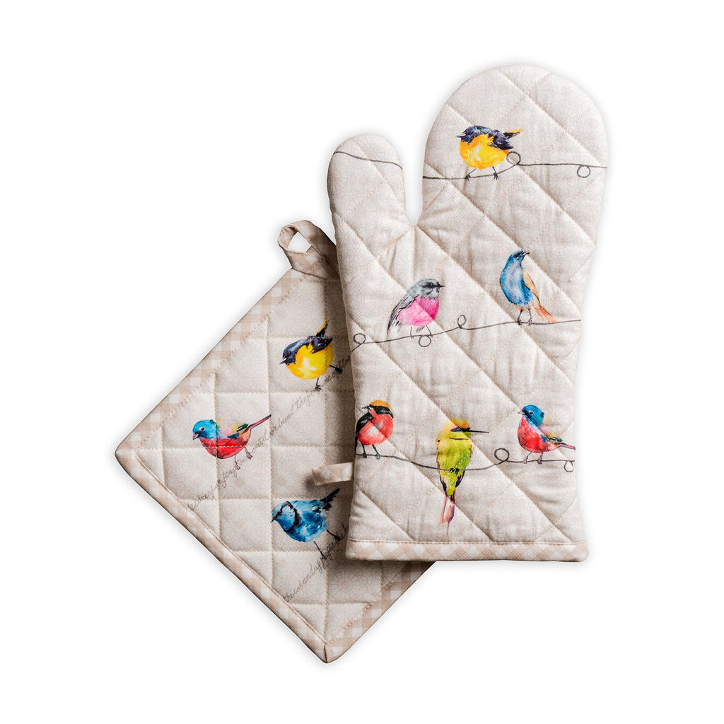 Birdies on Wire Oven Mitts + Pot Holders