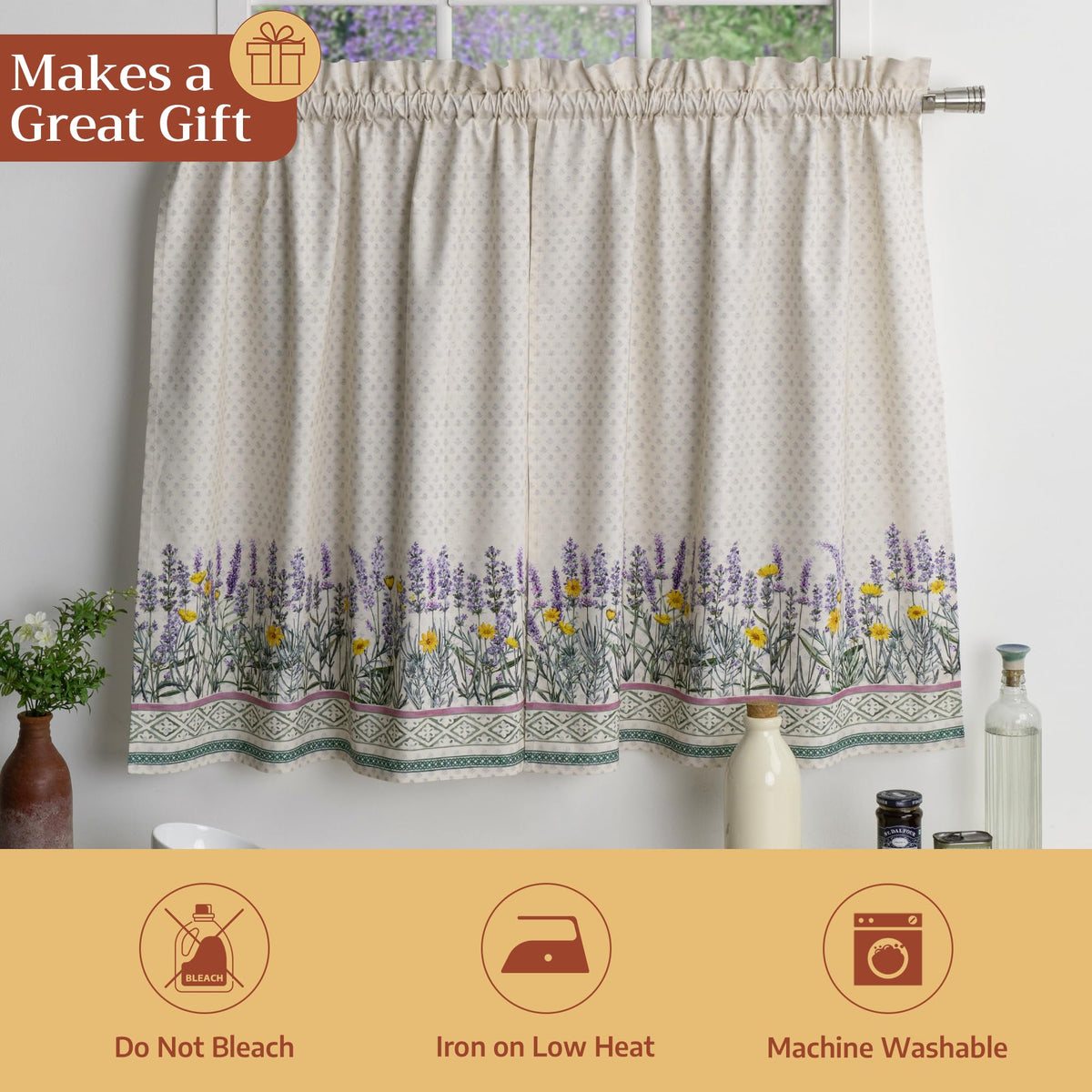 Fanny Lavender Kitchen Curtains
