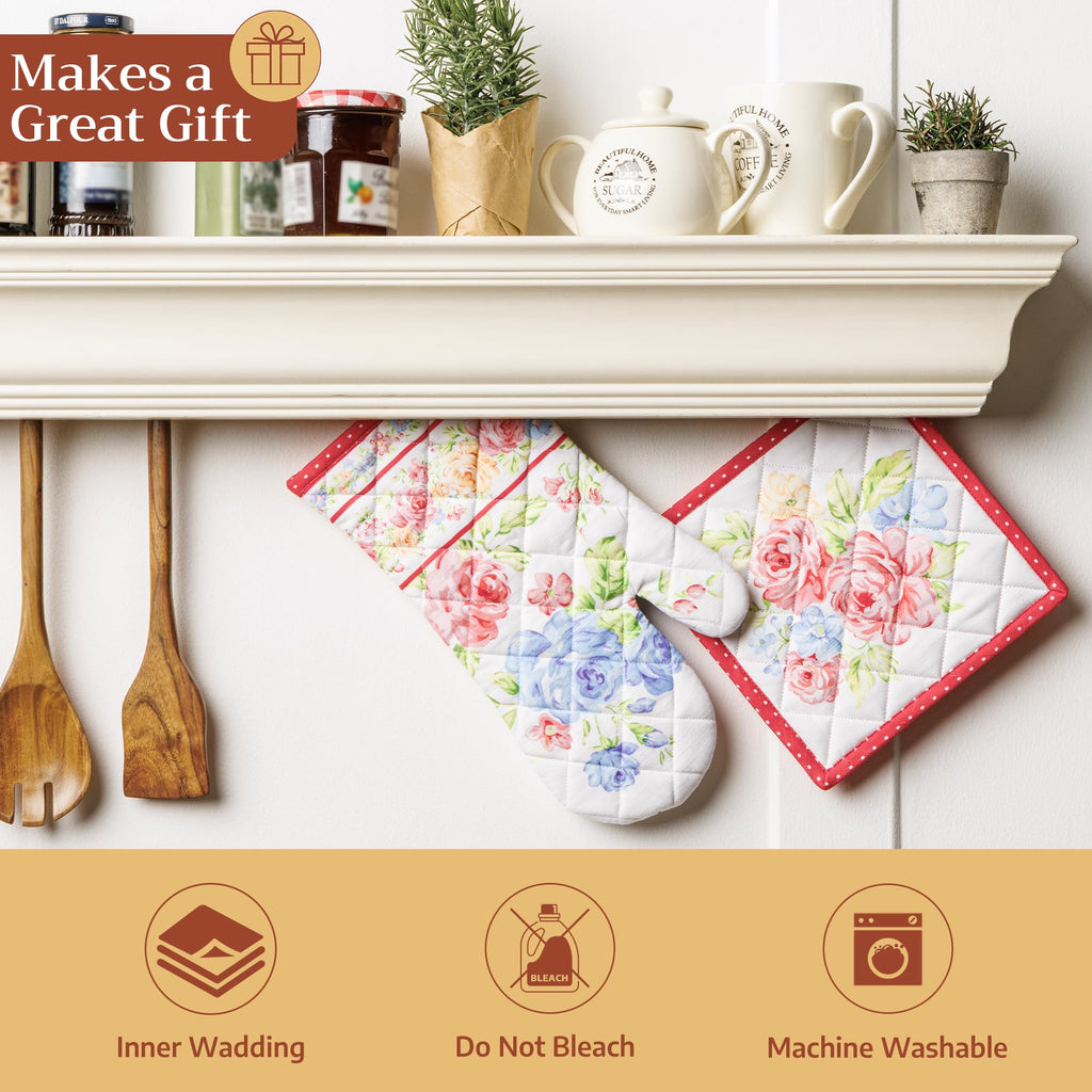 Vintage Floral Oven Mitts + Pot Holders
