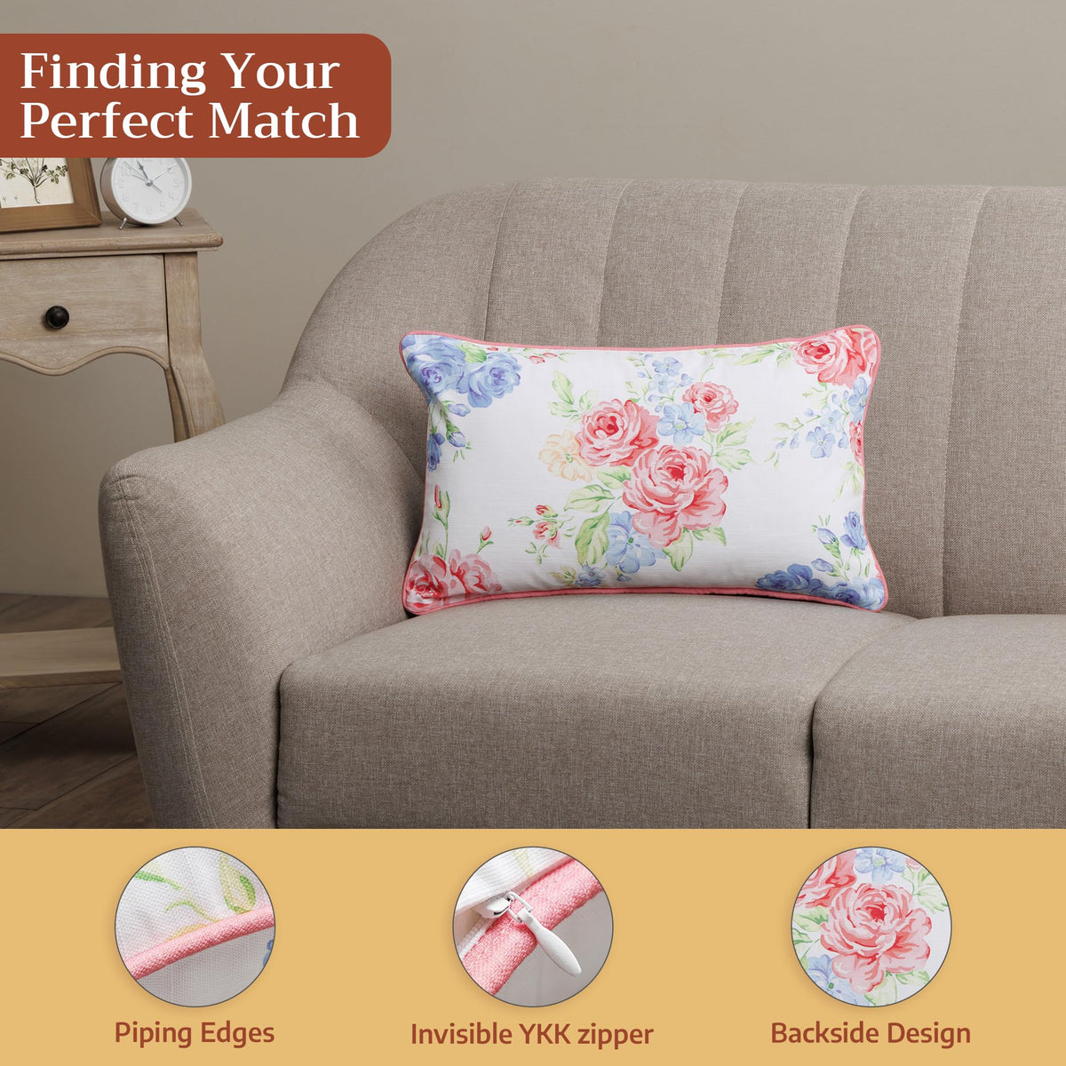 Vintage Floral Throw Pillow Covers