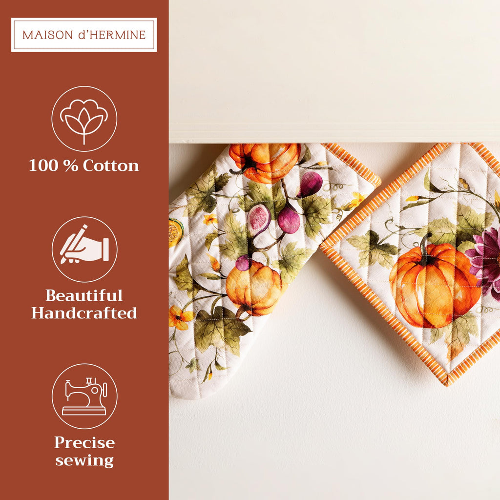 Pumpkin Garden Oven Mitts + Pot Holders