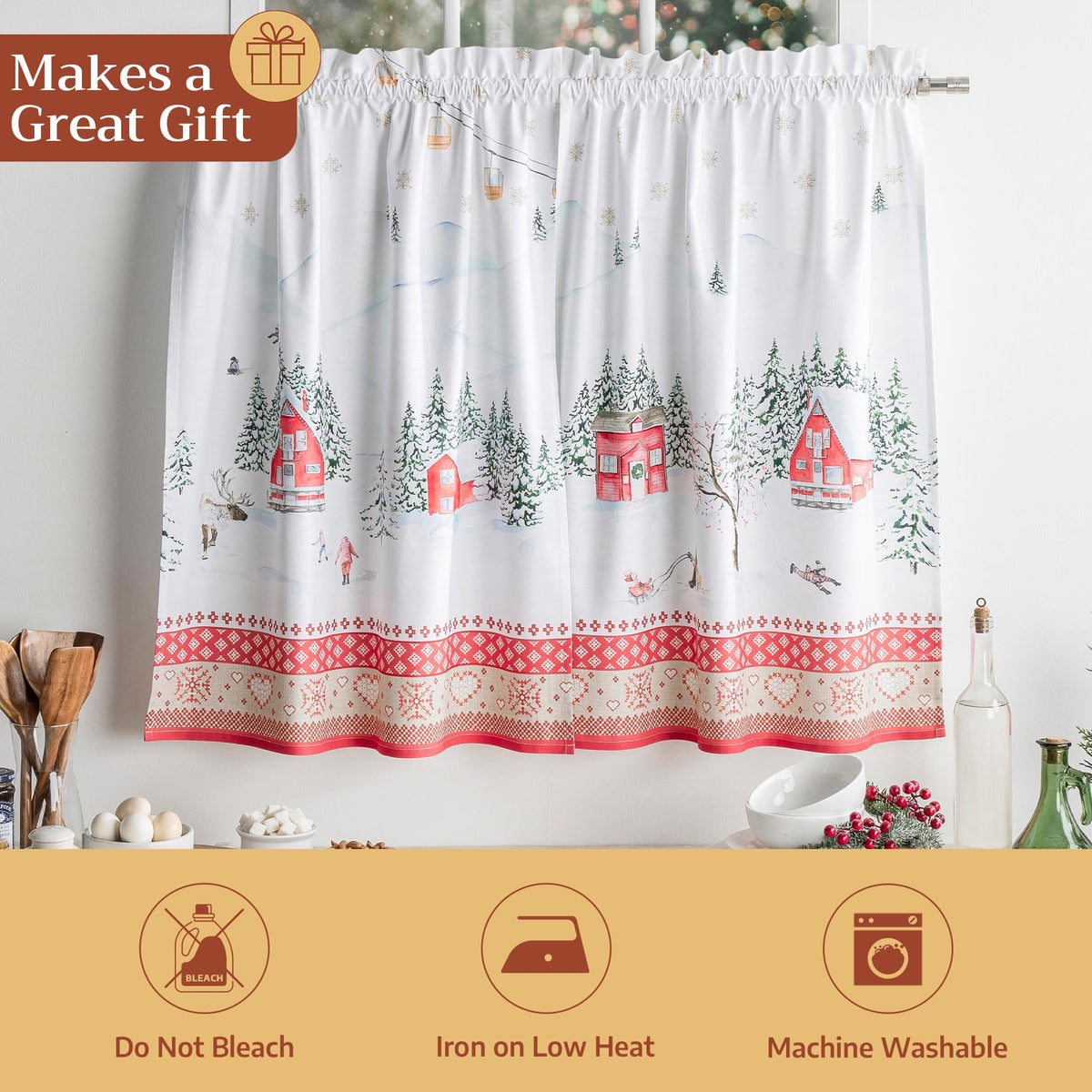 Rural Christmas Kitchen Curtains