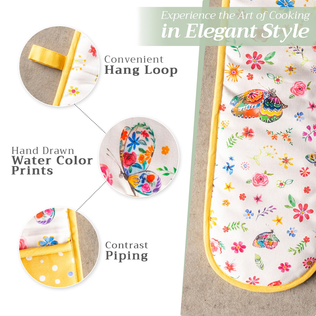 Happy Florals Double Oven Mitts