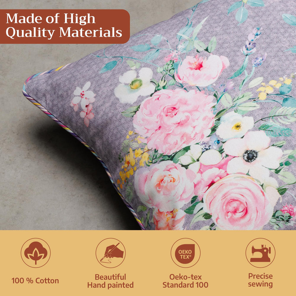 Sweet Rose Lavender Throw Pillow Covers