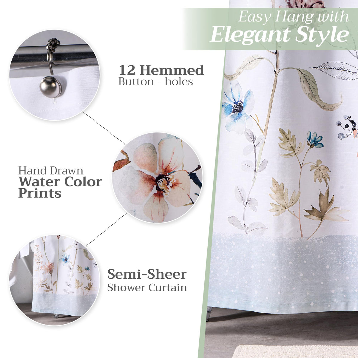 Ice Florals Shower Curtains