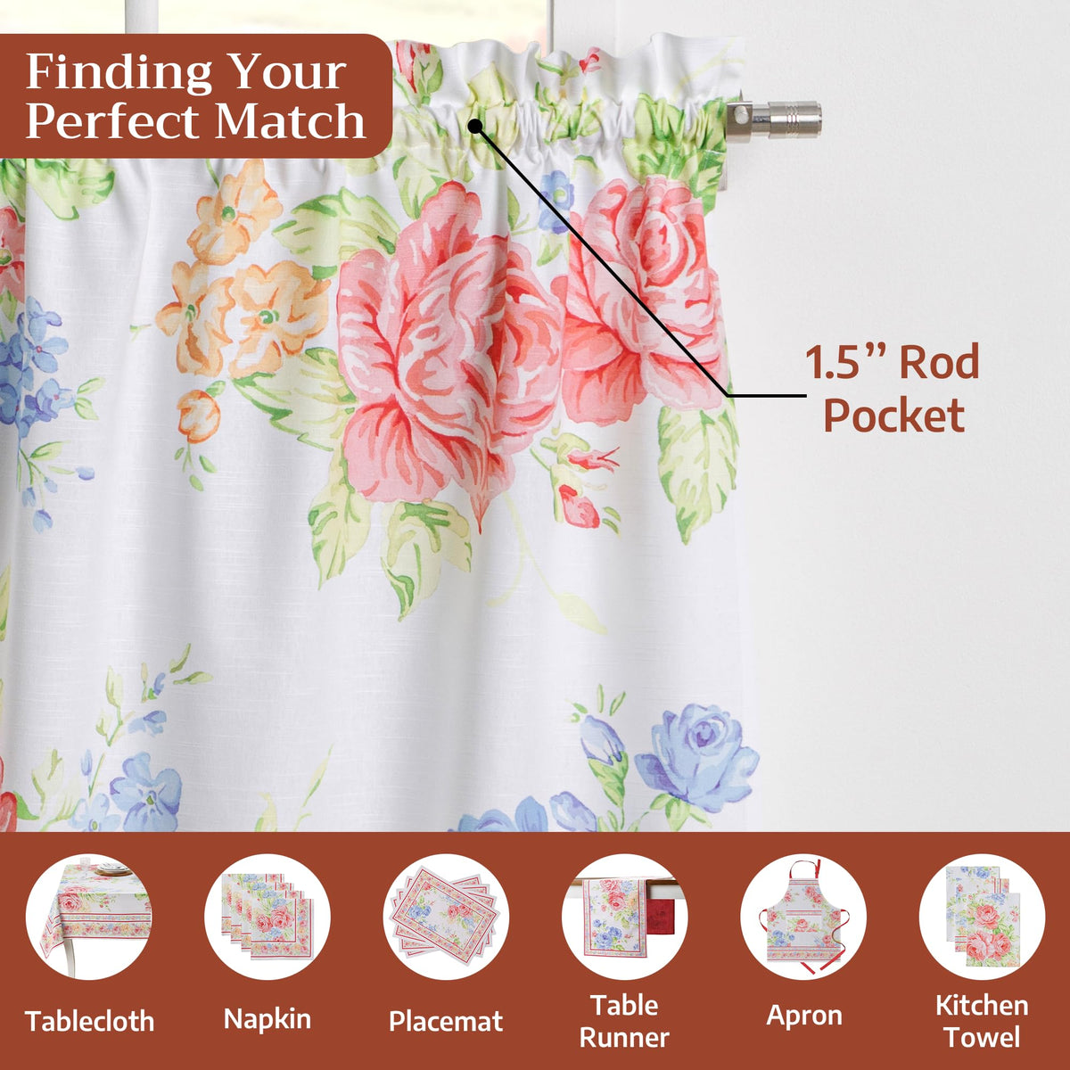Vintage Floral Kitchen Curtains