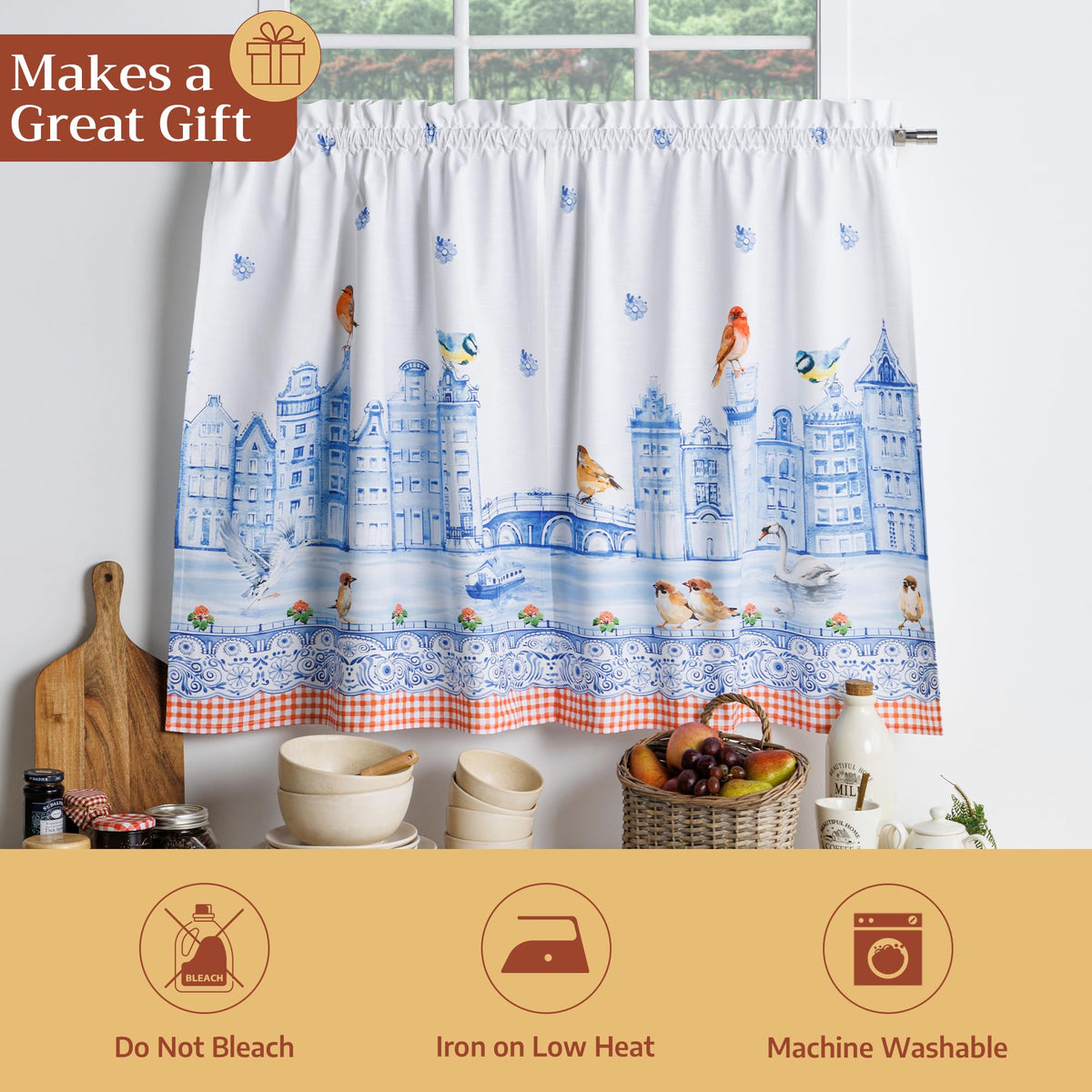 Amsterdam Canals Kitchen Curtains