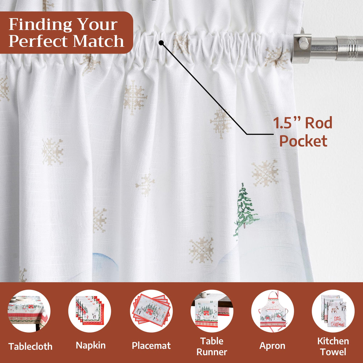 Rural Christmas Kitchen Curtains