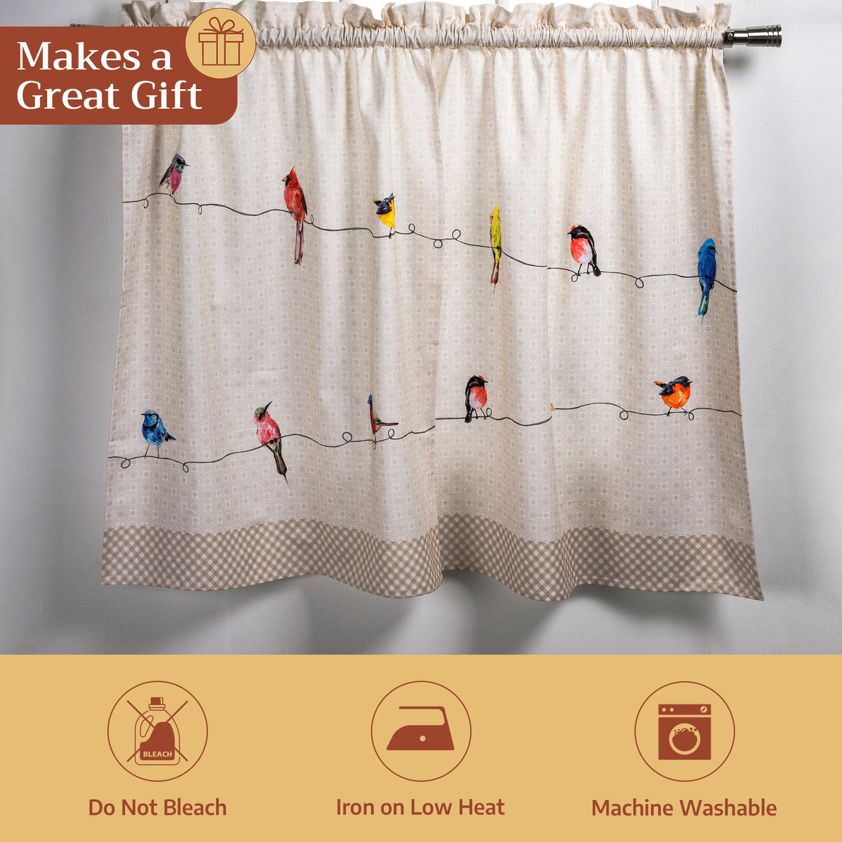 Birdies on Wire Kitchen Curtains