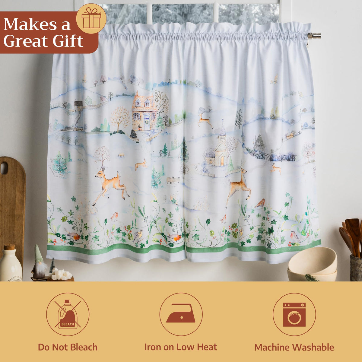 Snowy World Kitchen Curtains