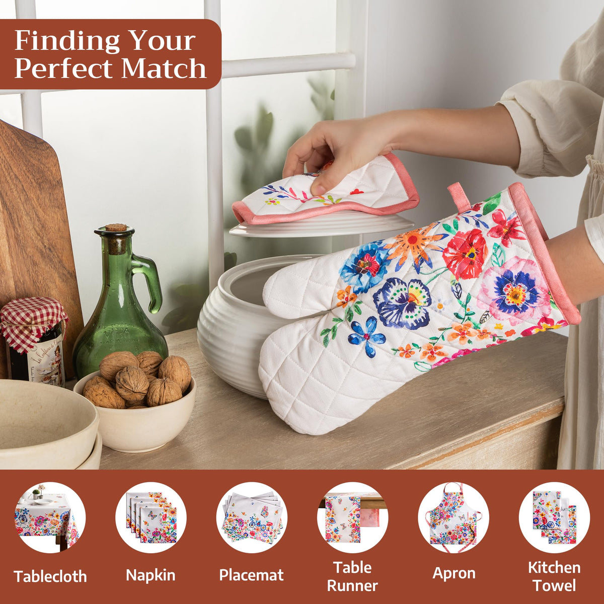 Happy Florals Oven Mitts