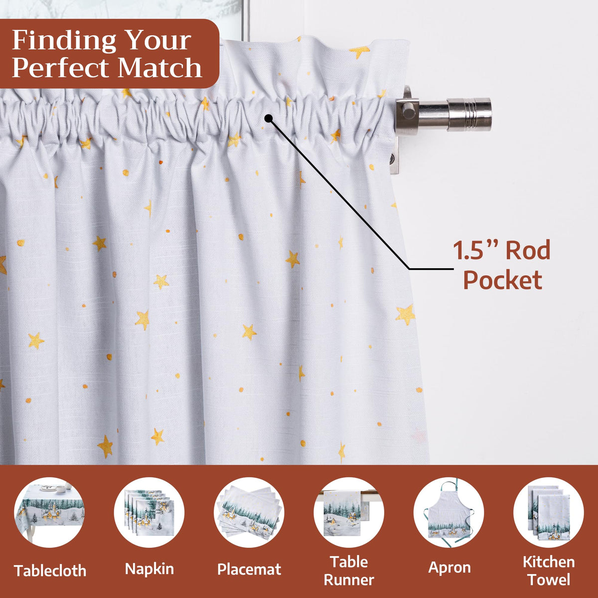 Neige de noel Kitchen Curtains