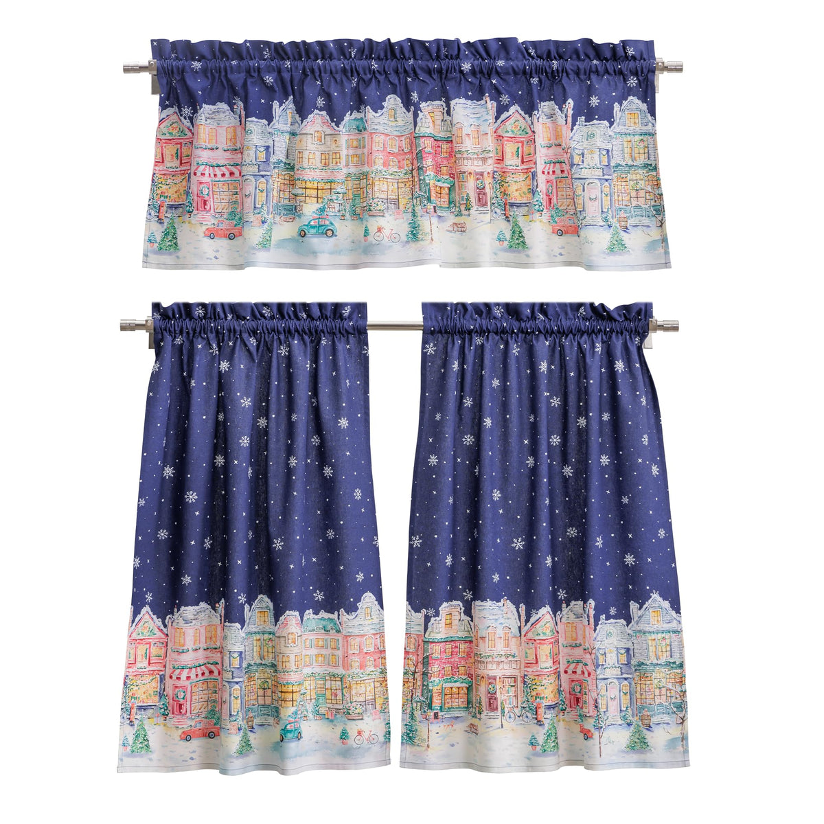Christmas Market Kitchen Curtains