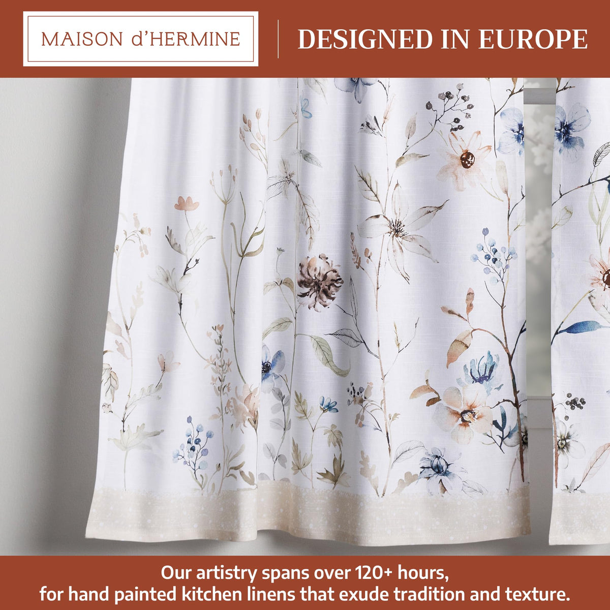 Ice Florals Kitchen Curtains