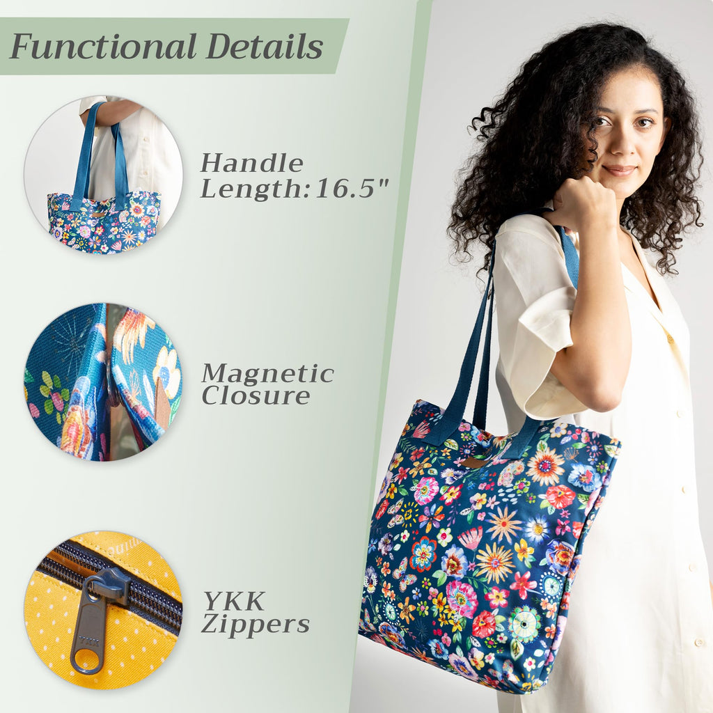 Happy Florals Canvas Tote Bags