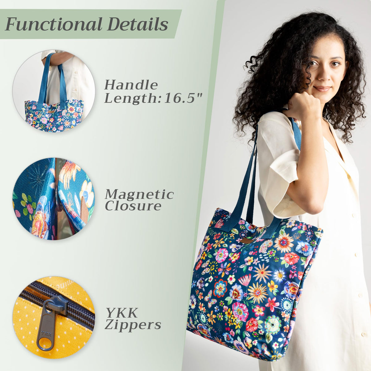 Happy Florals Canvas Tote Bags
