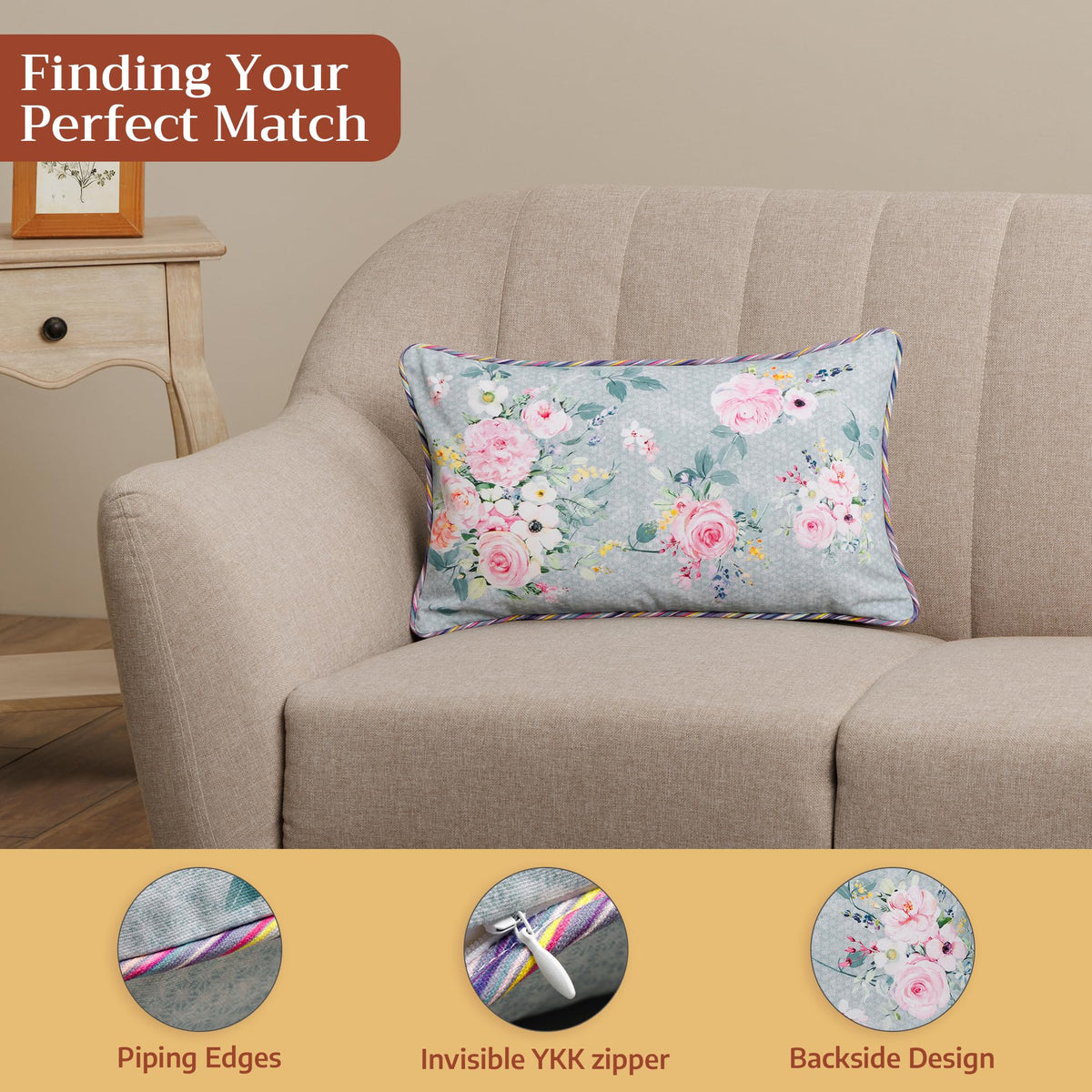 Sweet Rose Lavender Throw Pillow Covers