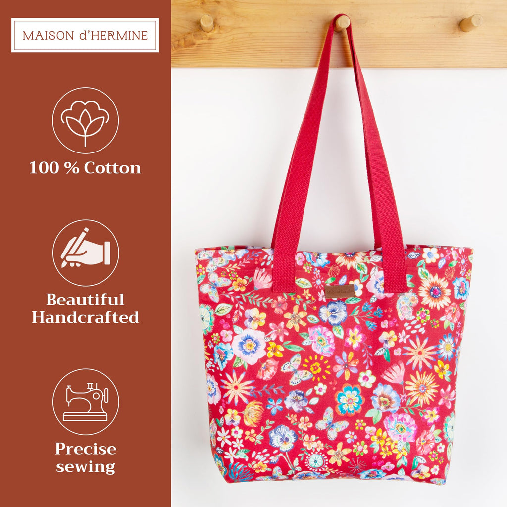 Happy Florals Canvas Tote Bags