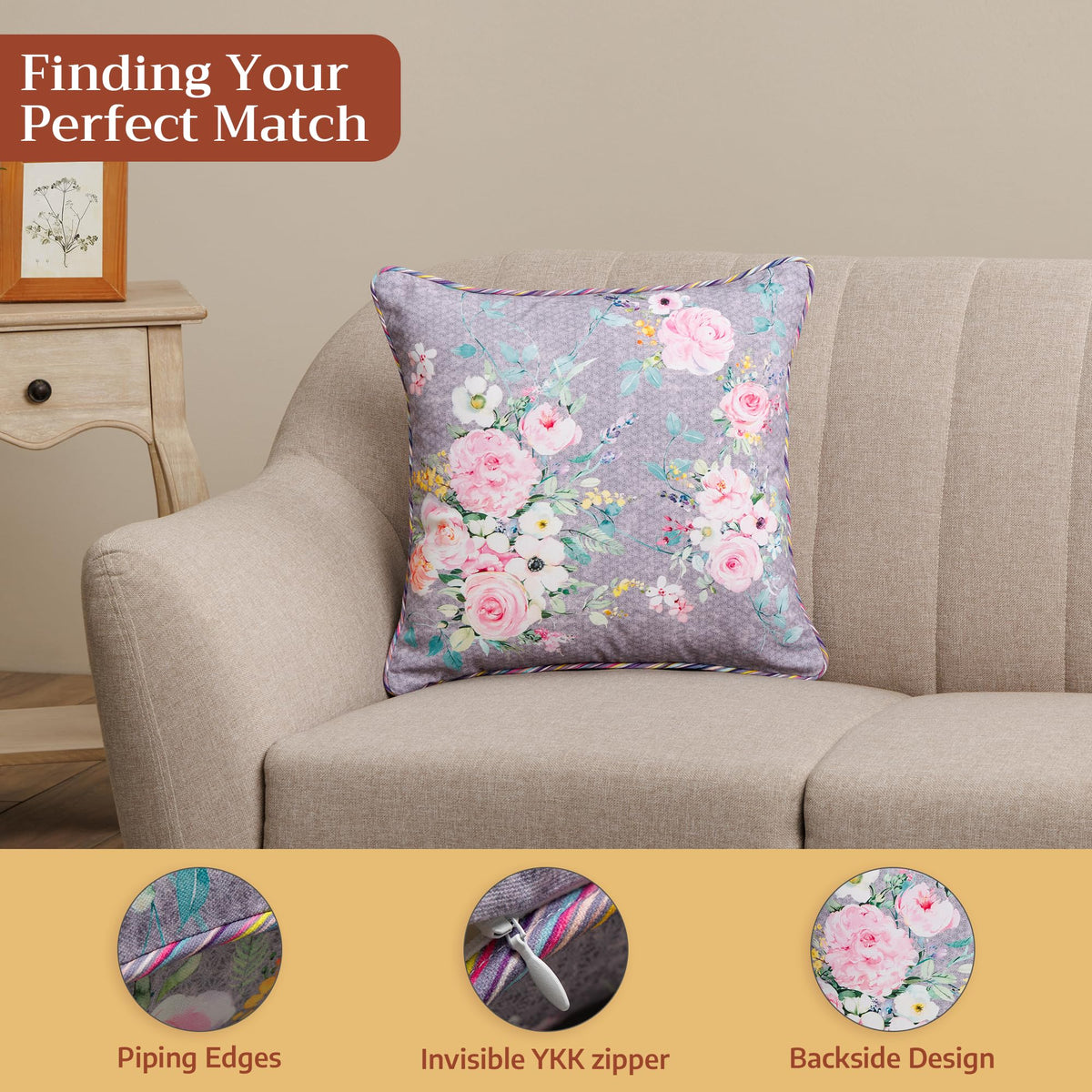 Sweet Rose Lavender Throw Pillow Covers