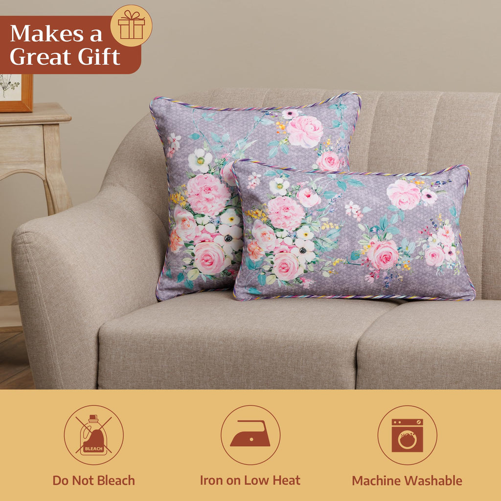 Sweet Rose Lavender Throw Pillow Covers