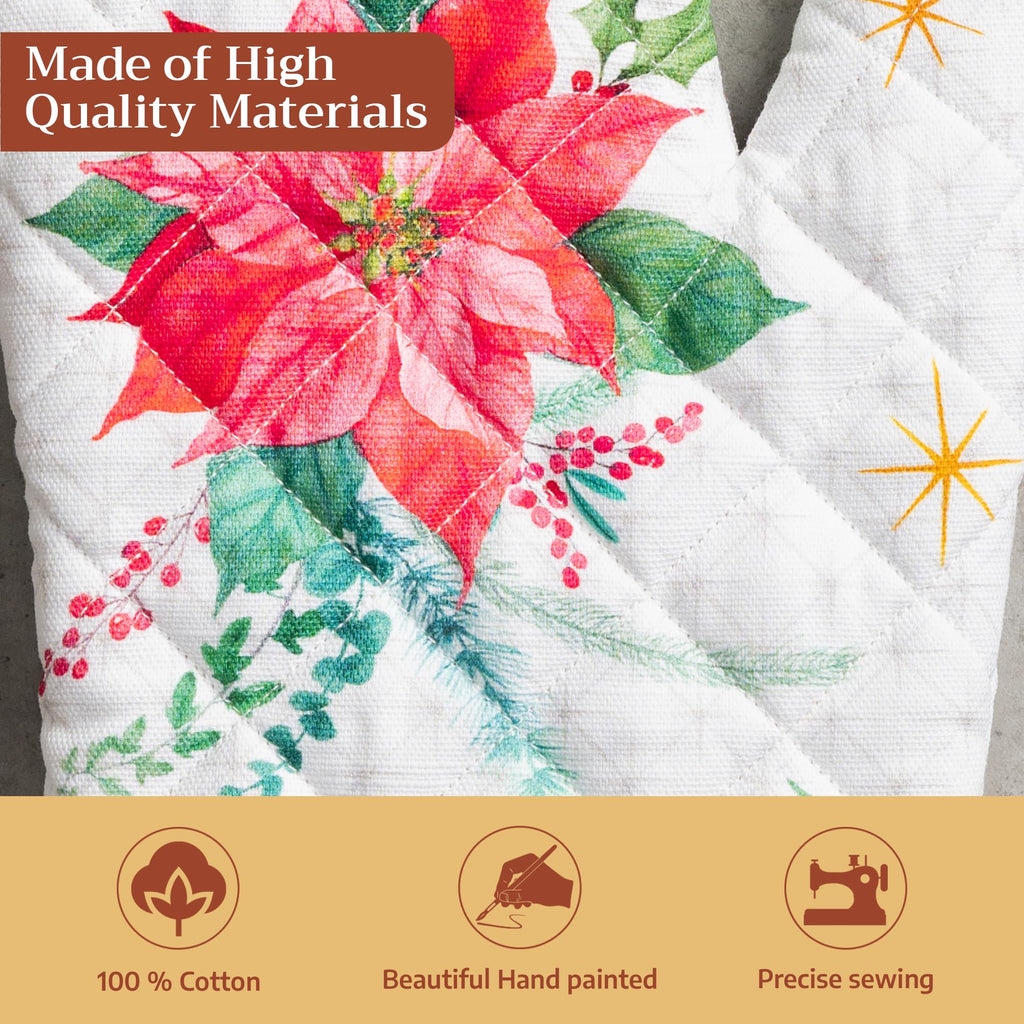 Poinsettia Christmas Oven Mitts
