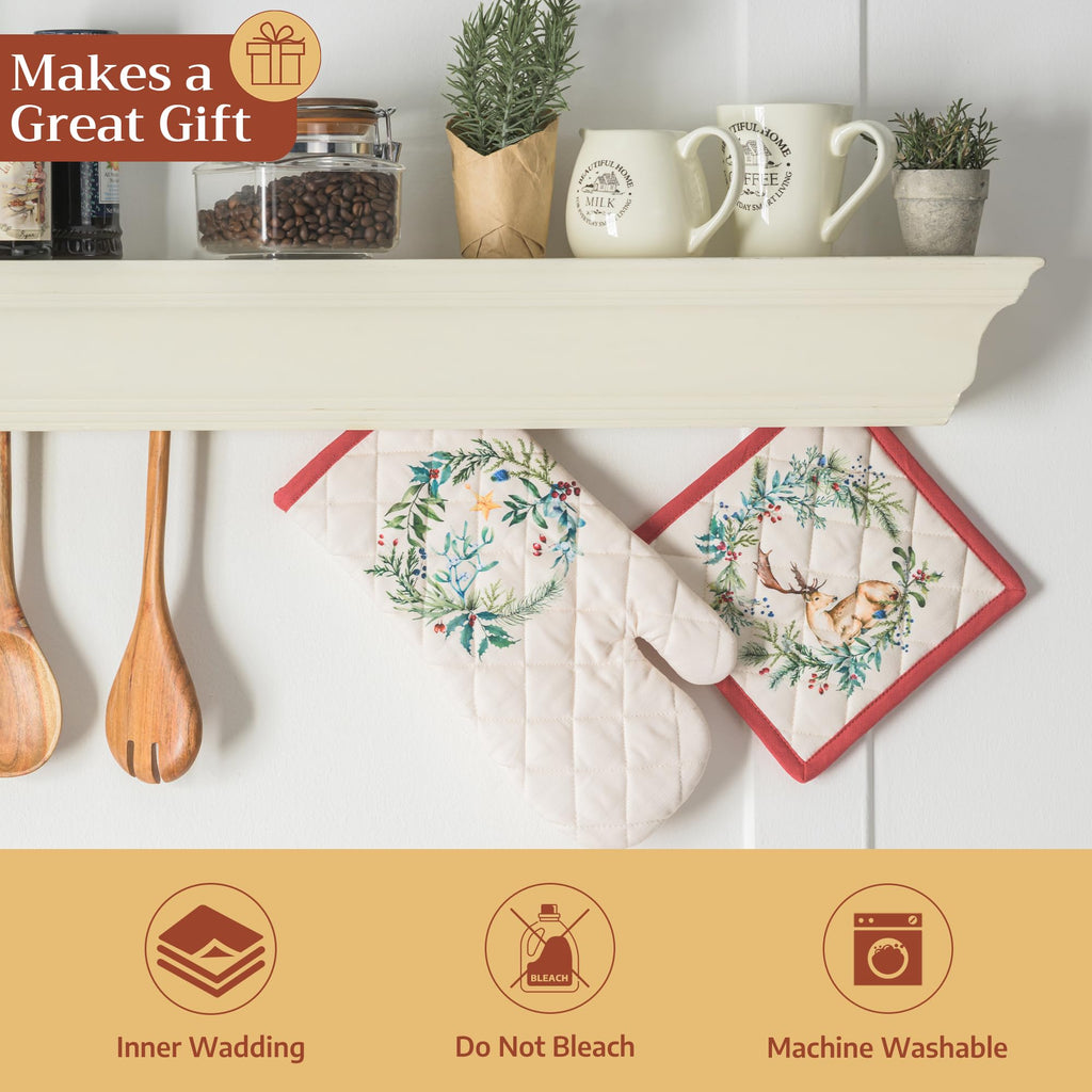 Holly Time Oven Mitts + Pot Holders