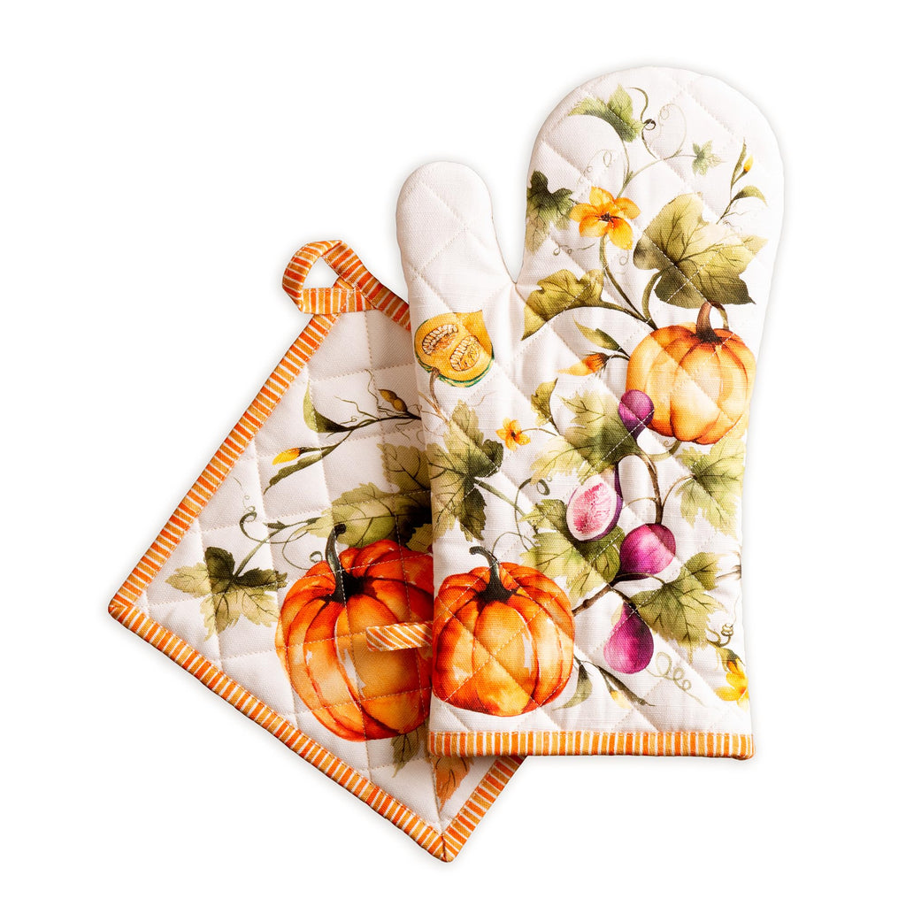 Pumpkin Garden Oven Mitts + Pot Holders