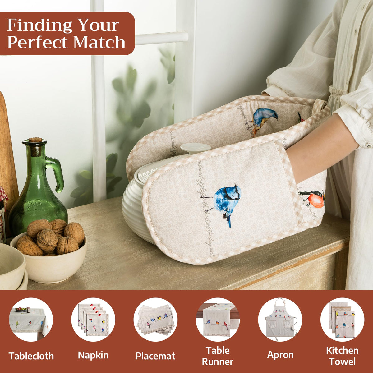 Birdies on Wire Double Oven Mitts