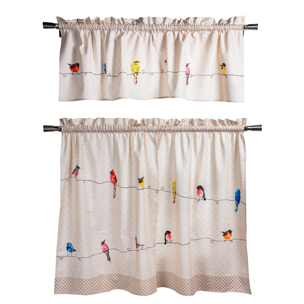 Birdies on Wire Kitchen Curtains