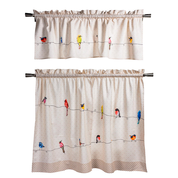 Birdies on Wire Kitchen Curtains