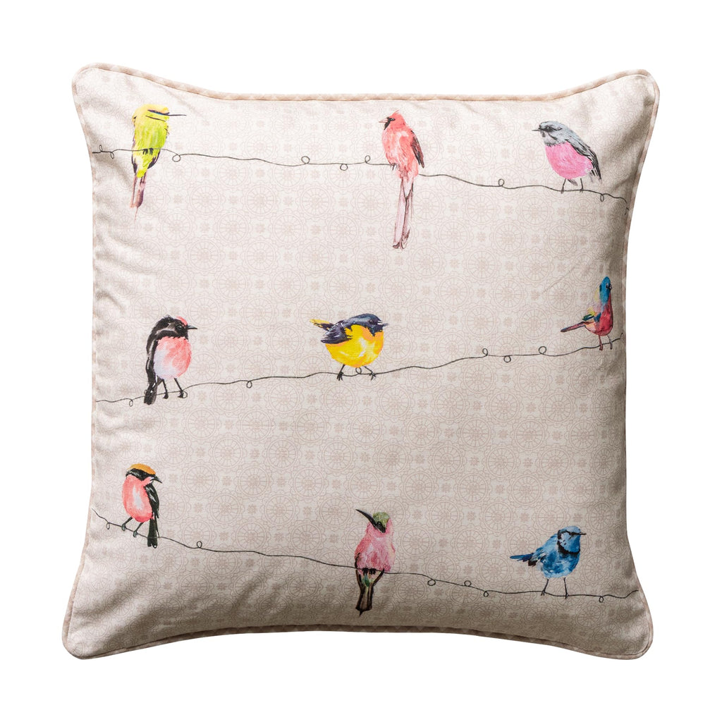 Birdies On Wire Throw Pillow Covers