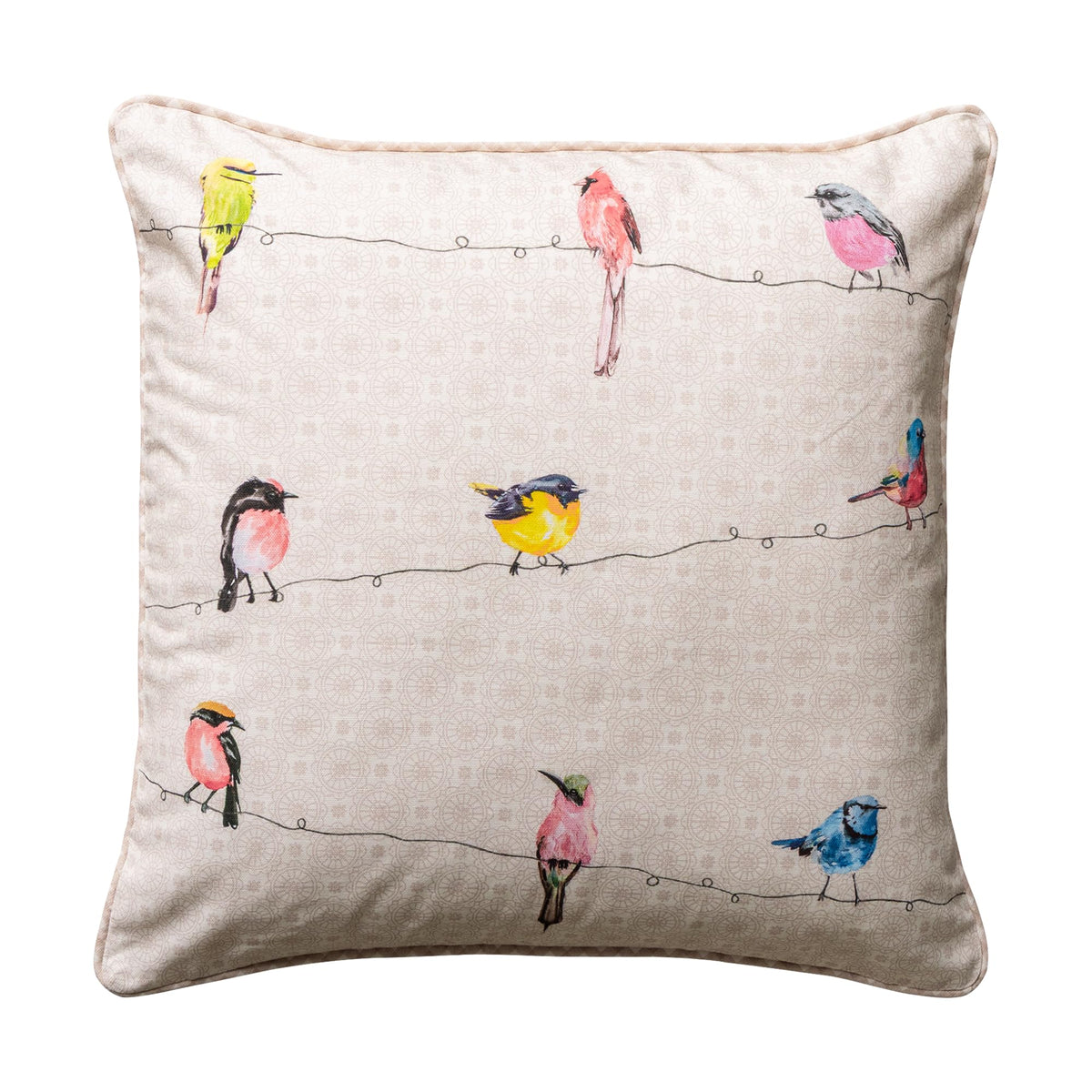 Birdies On Wire Throw Pillow Covers