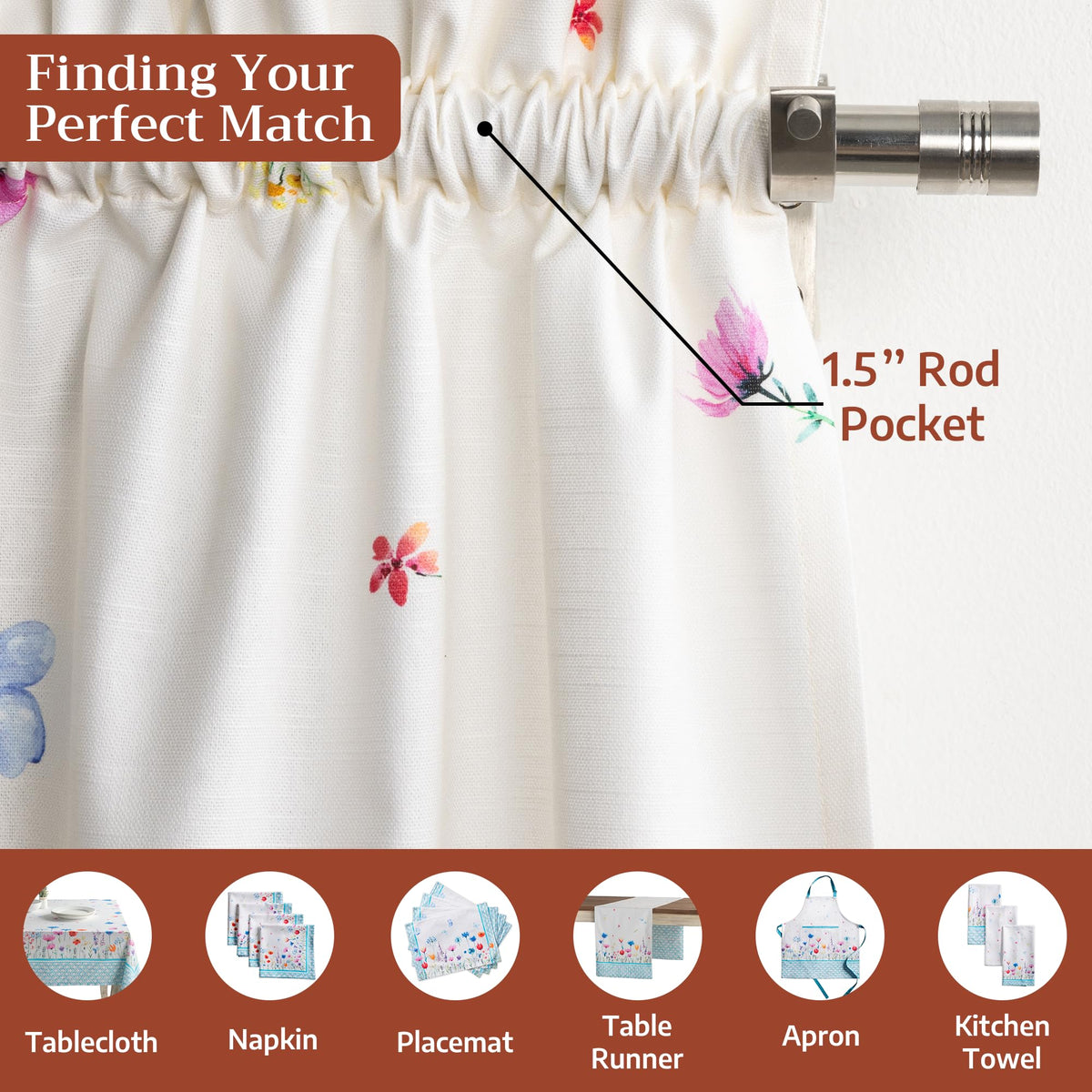 Flower In The Field Kitchen Curtains