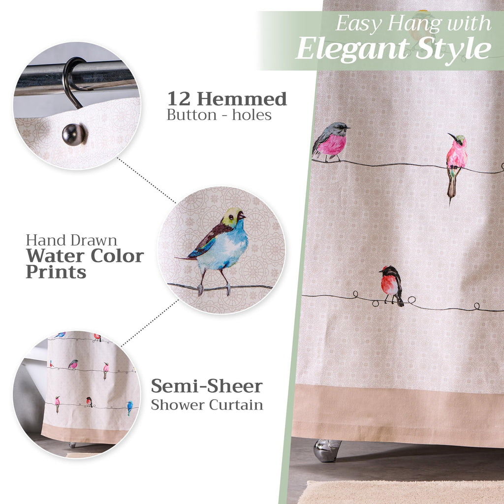 Birdies on Wire Shower Curtains