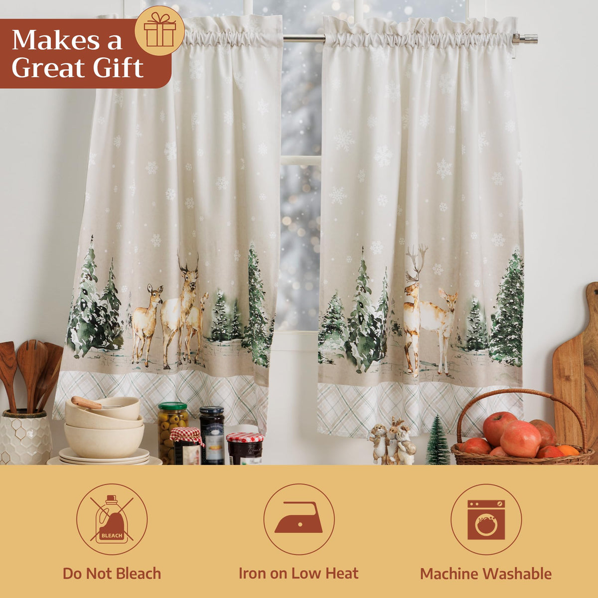 Deer In The Woods Kitchen Curtains