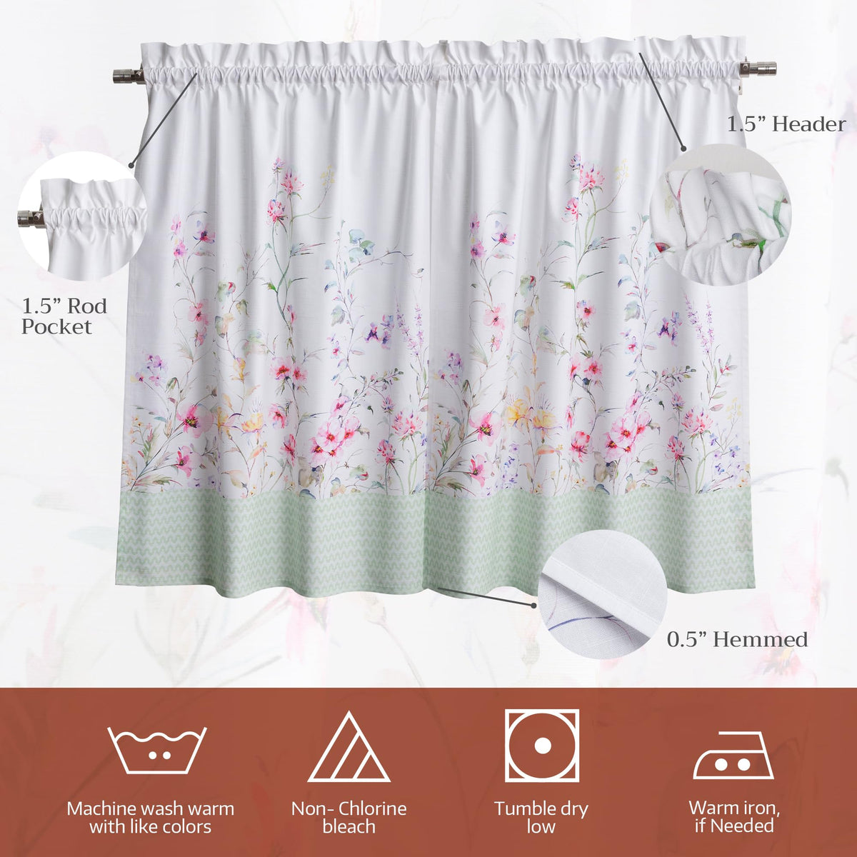 Summer Floral Kitchen Curtains
