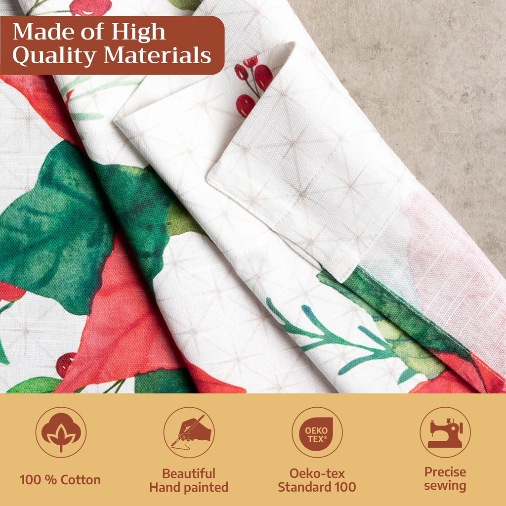 Poinsettia Christmas Kitchen Curtains