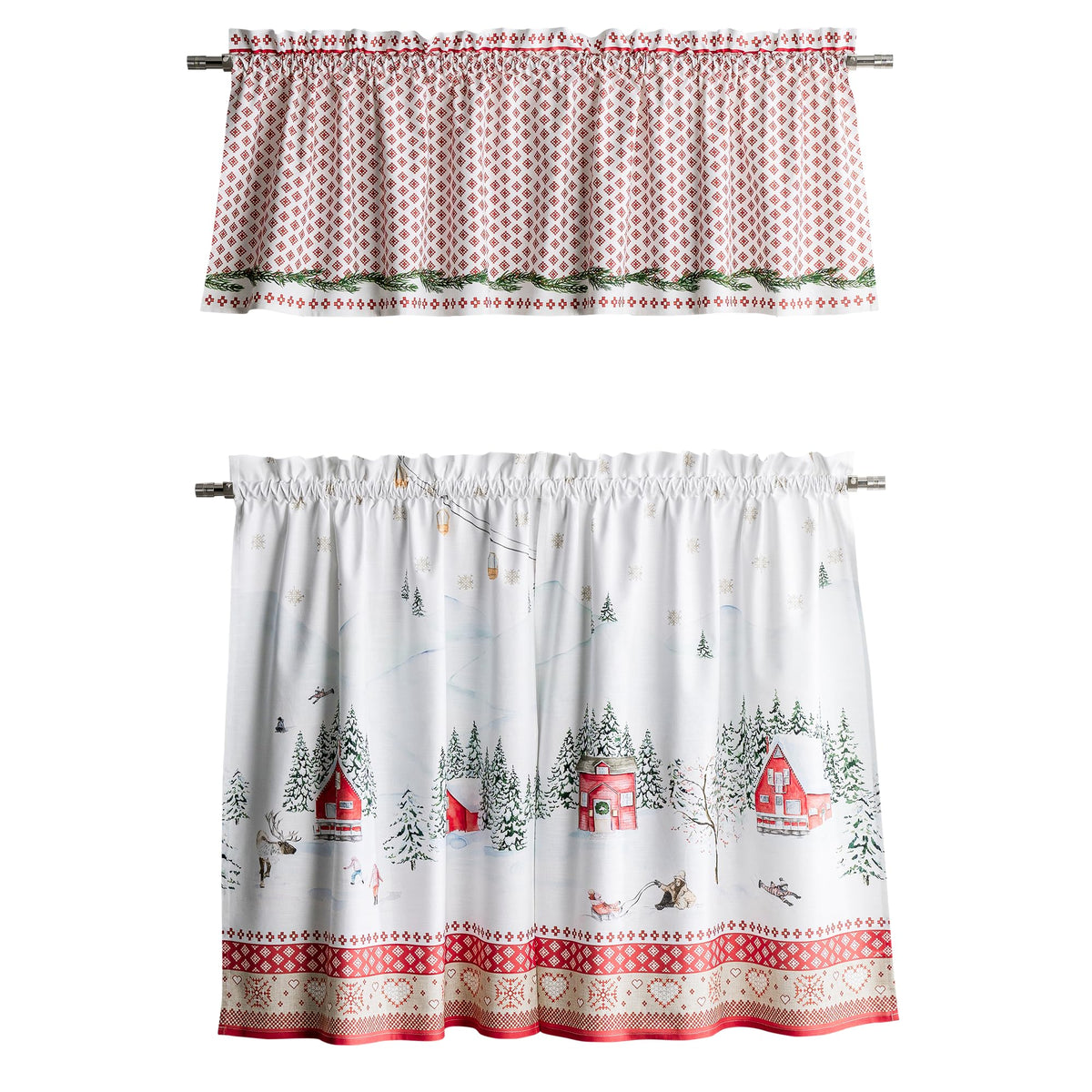 Rural Christmas Kitchen Curtains
