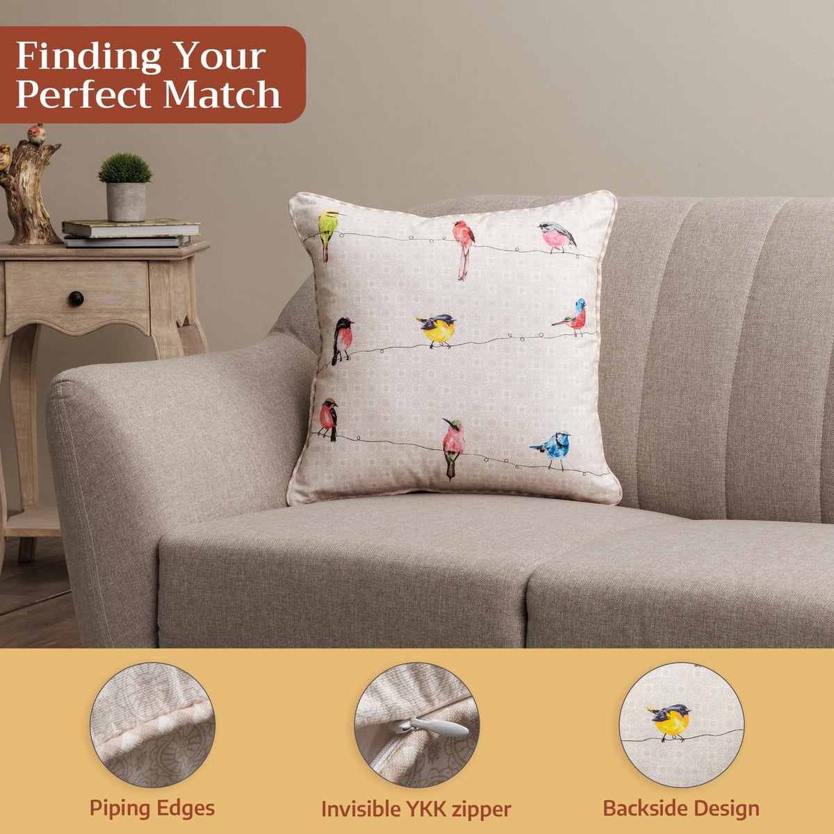 Birdies On Wire Throw Pillow Covers