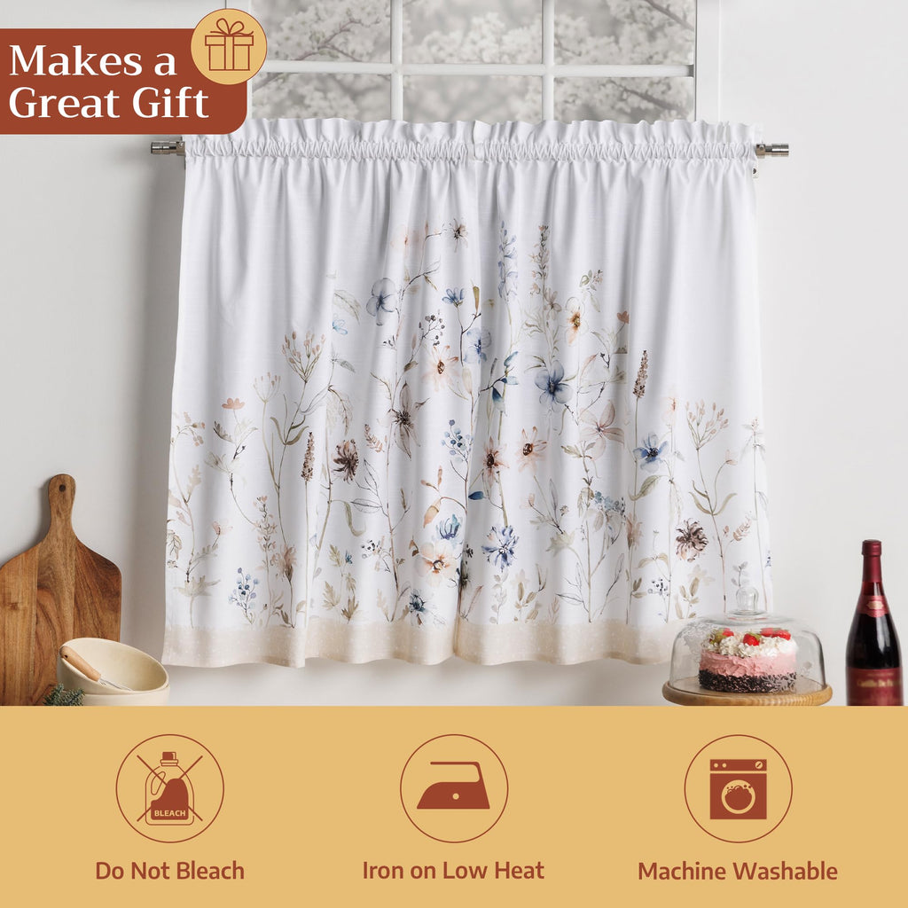 Ice Florals Kitchen Curtains
