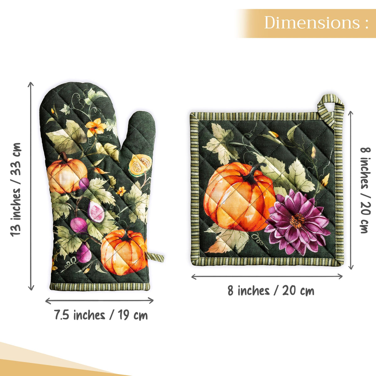 Pumpkin Garden Oven Mitts + Pot Holders