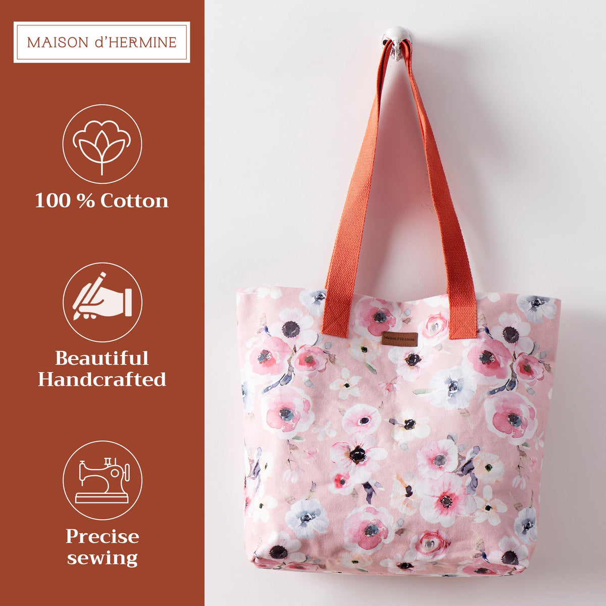 Romantic Poppy Canvas Tote Bags