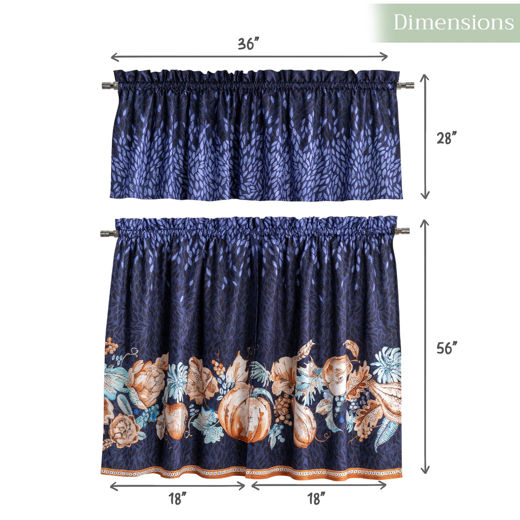 Pumpkin Blues Kitchen Curtains
